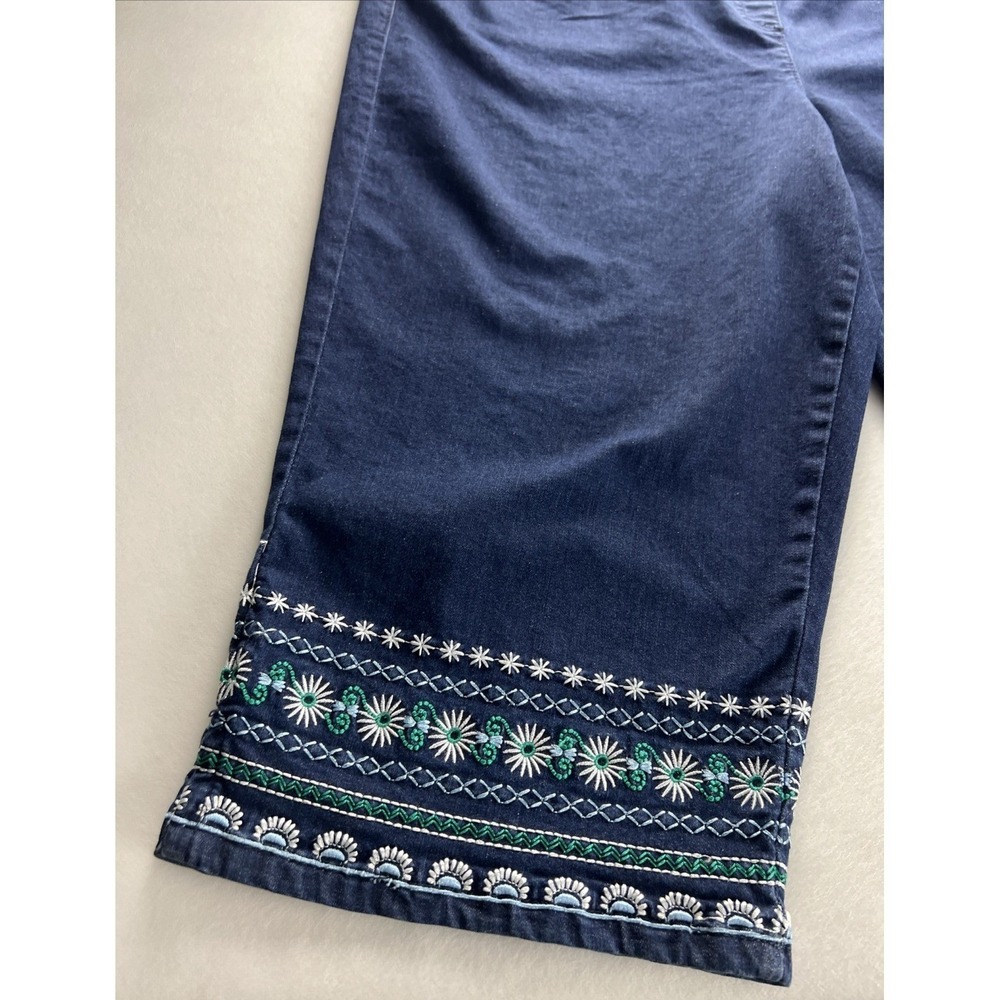 Allison Daley Womens Capri Pants 24W Floral Hem Pull-On Stretch Dk. Indigo F19 - Picture 13 of 16